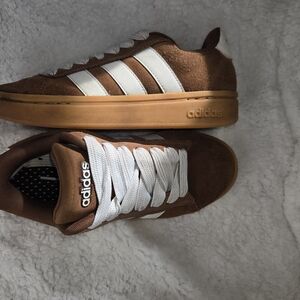Adidas Men's Brown and White Sneakers